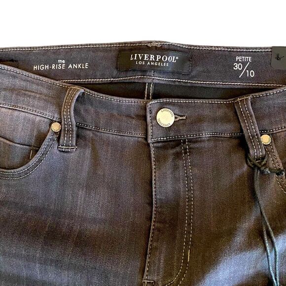 Liverpool High rise ankle skinny petite jeans size 10P / 30 NWT meteorite black - Picture 10 of 13
